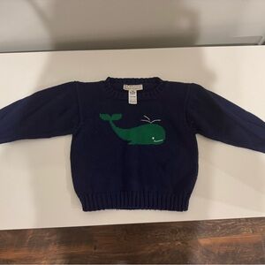 TBBC Navy Sweater with Green Whale Design